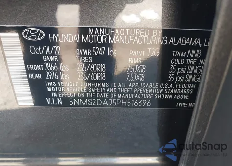 2023 Hyundai Santa Fe Sel from USA, damaged, VIN 5NMS2DAJ5PH516396